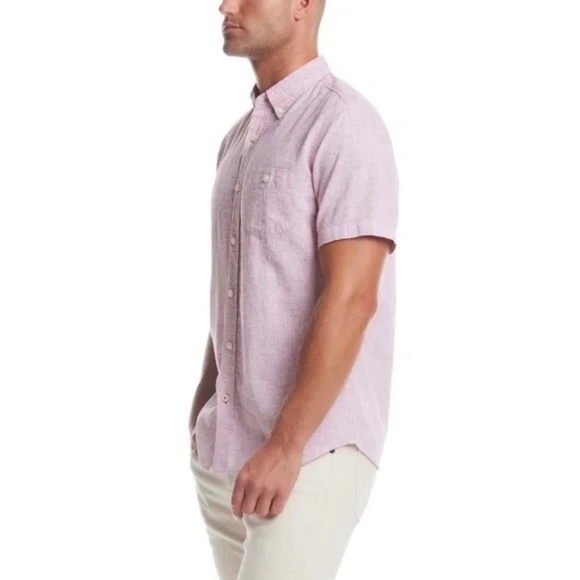 Weatherproof Vintage Linen/Cotton Short Sleeve Shirt, Light Red/Pink Medium NWT - Picture 2 of 15